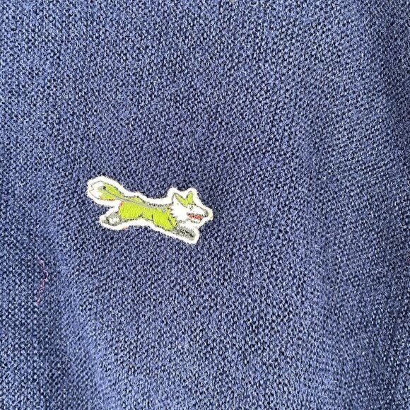 Furst of a Kind Repurposed Vintage 70's Fox Navy Lace Up Vee Pullover Sweater M - Picture 8 of 8